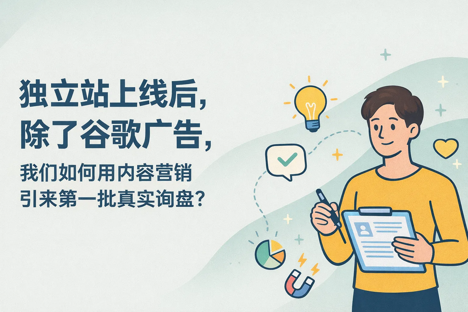 独立站上线后，除了谷歌广告，我们如何用内容营销引来第一批真实询盘？